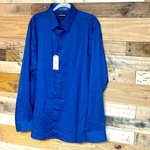 Express 1MX size XXL Slim blue button down dress shirt easy care quick dry